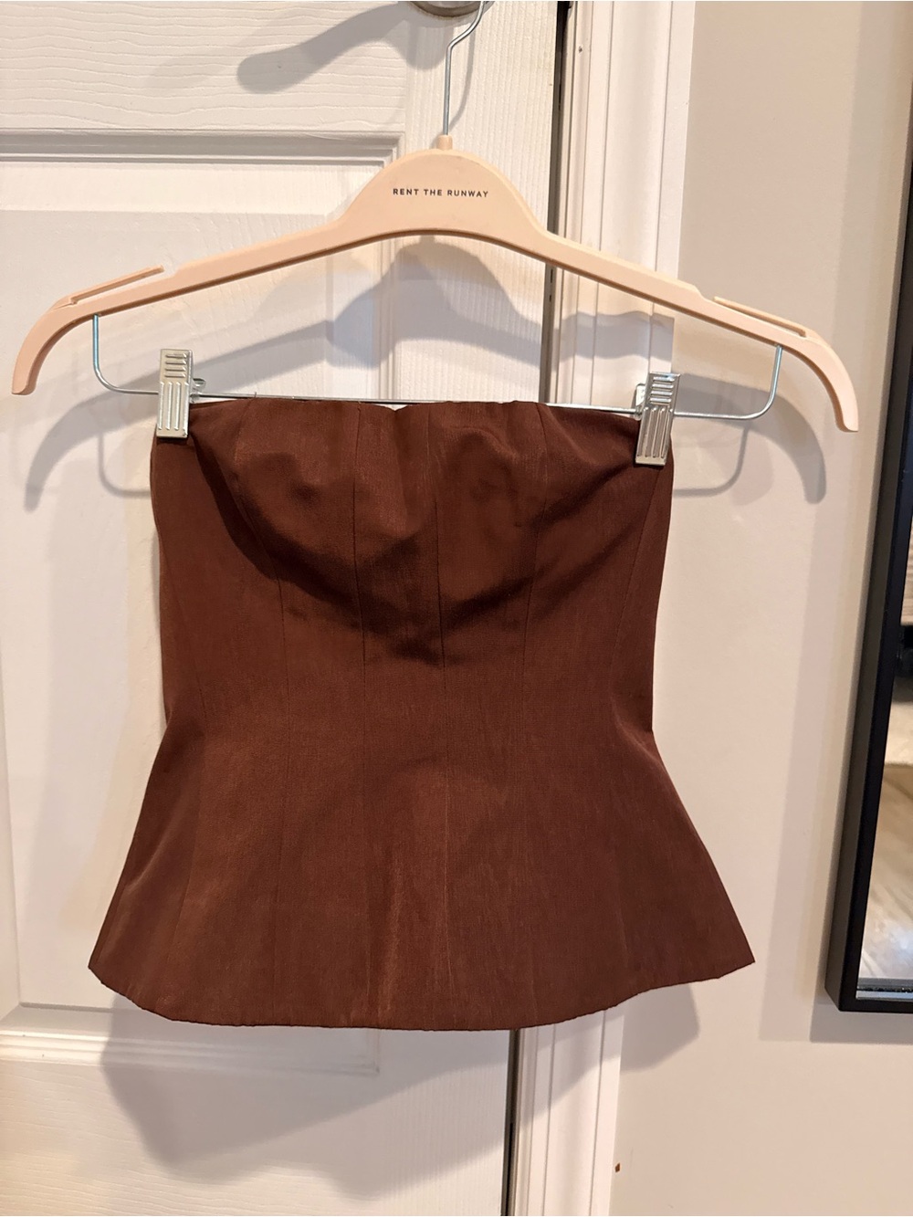STAUD Brown Strapless Corset Top